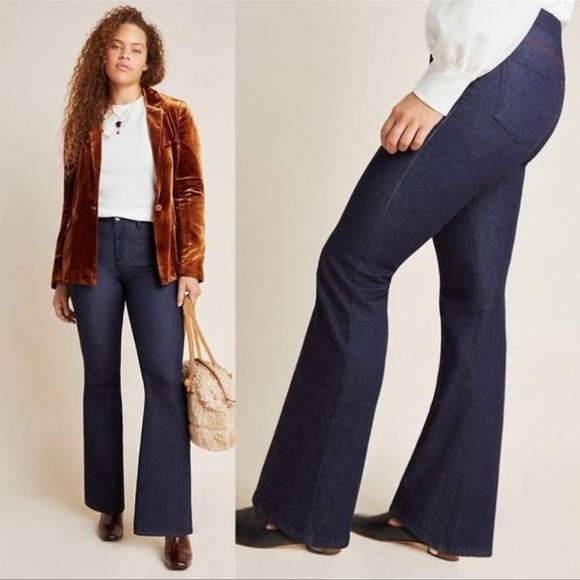 | Anthropologie | Stitched High-Rise Flare Jeans - Picture 1 of 7